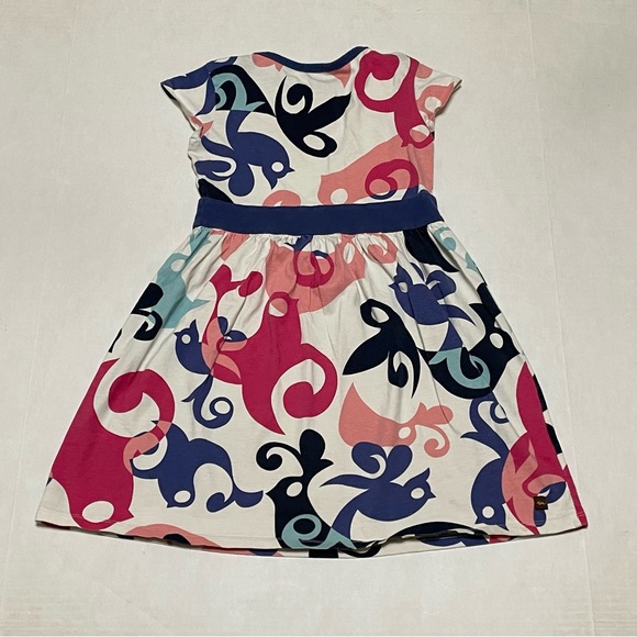 Tea Collection Tweet Abstract Bird Print Pink Blue Cap Sleeve Dress, Girls Sz 7 - Picture 2 of 3